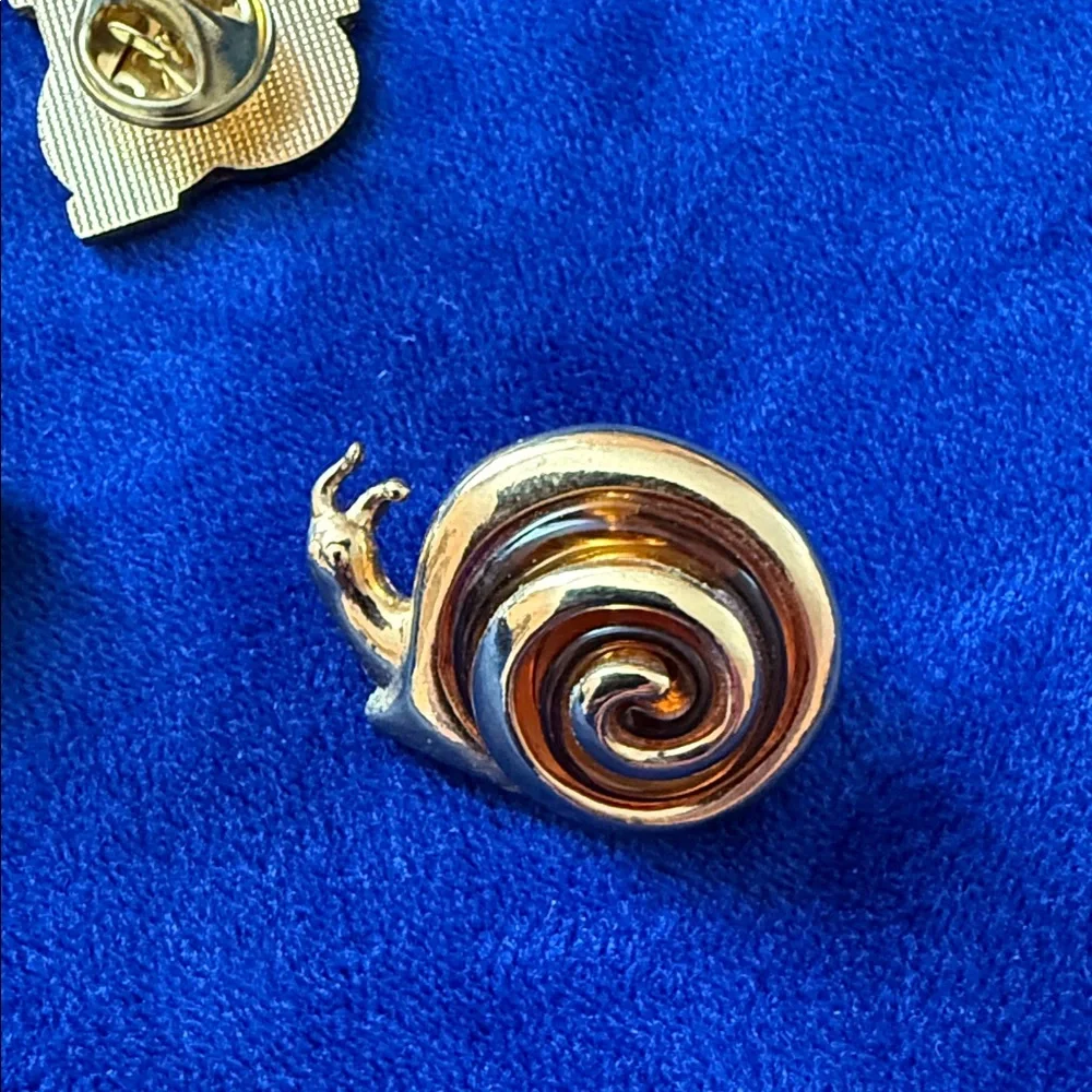 Avon Red Heart, Red & Black Ladybug, and Gold Snail Enamel Pin Set